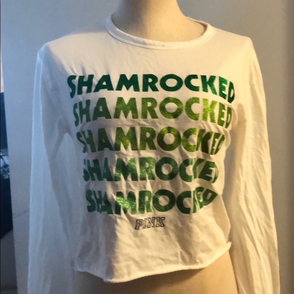 St. Patrick’s Day VS Pink cropped tee